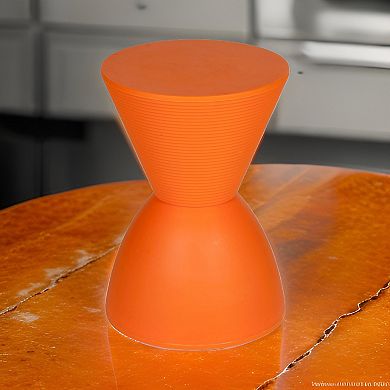 Hillary 17 Inch Side Table, Indoor Outdoor, Hourglass Shape, Orange Finish