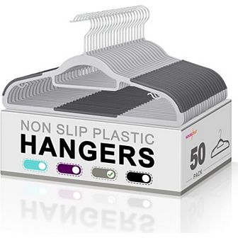 HOUSE DAY Plastic Non Slip Hangers 360° Swivel Hook Gray 50 Pack