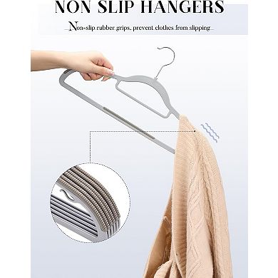 HOUSE DAY Plastic Non Slip Hangers 360° Swivel Hook Gray 50 Pack