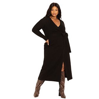 ELOQUII Women's Plus Size Sweater Wrap Dress