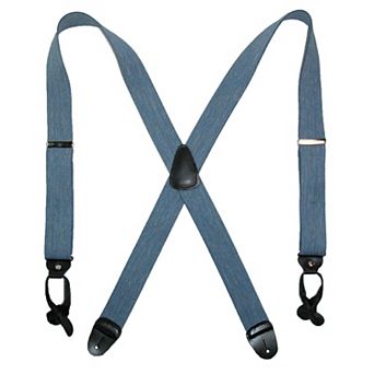 Men's Elastic Denim 2 Inch Button-end Suspenders