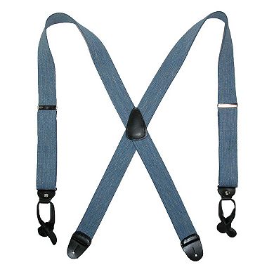 CTM Men's Elastic Denim 2 Inch Button-End Suspenders