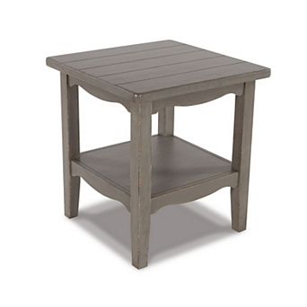 Arin 26 Inch Side End Table, Open Shelf, Vintage Style Gray Hardwood