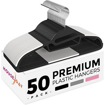 HOUSE DAY Heavy Duty Plastic Hangers 50 Pack