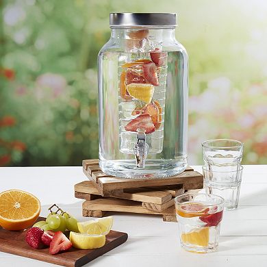 Mason Craft & More 1.5-Gallon Glass Drink Dispenser with Infuser