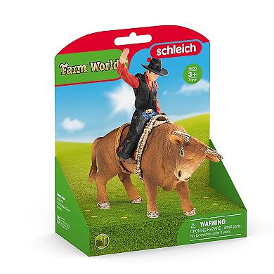 Schleich Farm World: Cowboy With Bull Rodeo Figure Playset