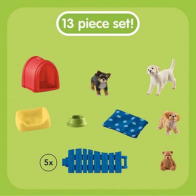 Schleich Farm World: Puppy Pen Animal Figurine Playset