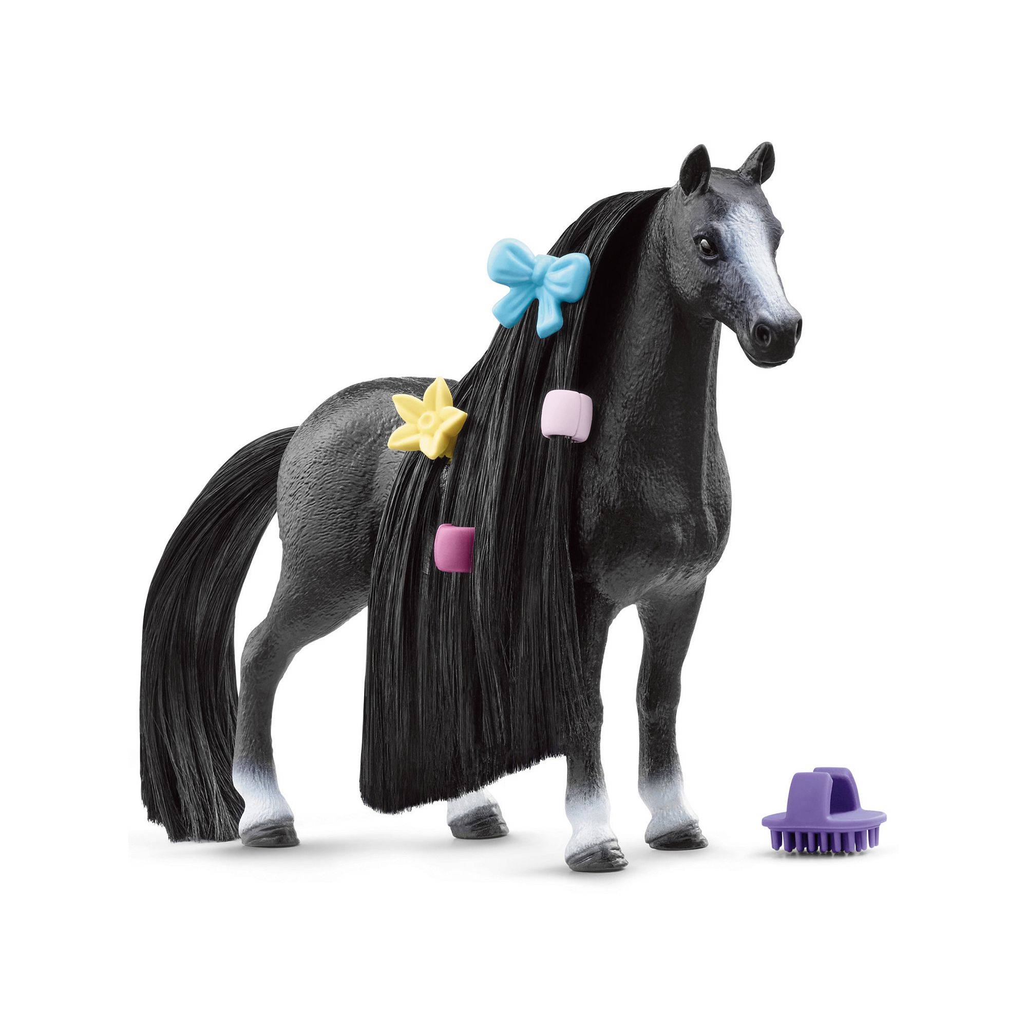 Schleich Beauty Horse: Quarter Horse Mare Black Horse Figurine & Hair Styli