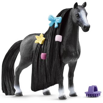Schleich Beauty Horse: Quarter Horse Mare Black Horse Figurine & Hair Styling Accessories