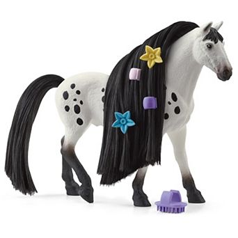 Schleich Beauty Horse: Knabstrupper Stallion White & Black Horse Figurine & Hair Styling Accessories