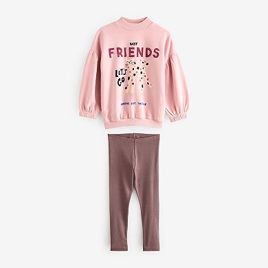 Girls 4-12 NEXT Crew Sweat Shirt & Legging Set