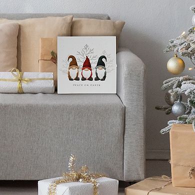 "Peace on Earth" Gnome Light-Up Mini Canvas Decor