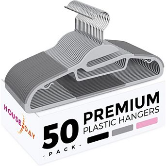 HOUSE DAY Heavy Duty Plastic Hangers 50 Pack