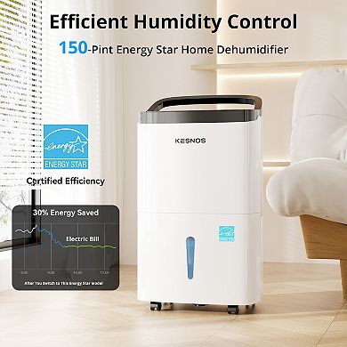 150 Pints Energy Star Home Dehumidifier For Space Up To 7,000 Sq. Ft