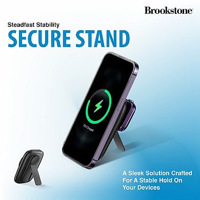 Brookstone 5000 Mah Magnetic Charging Wireless Power Bank With Stand And Iwatch Charger