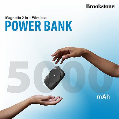 Brookstone 5000 Mah Magnetic Charging Wireless Power Bank With Stand And Iwatch Charger