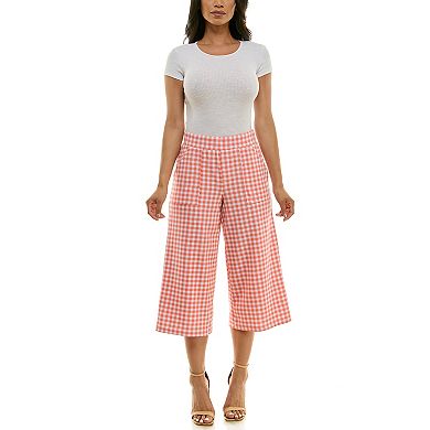 Women's Nina Leonard Gingham Coulotte Pants
