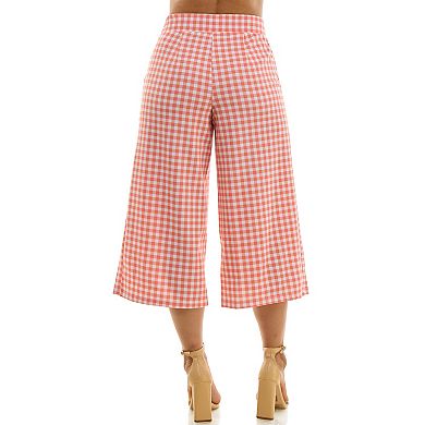 Women's Nina Leonard Gingham Coulotte Pants