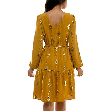 Women's Nina Leonard Balloon Sleeve Sequin Mini Dress