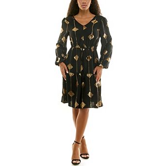 Women's Nina Leonard Balloon Sleeve Sequin Mini Dress