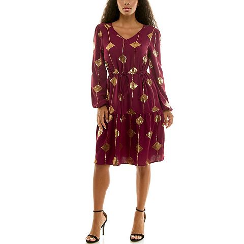 Женские платья Nina Leonard Women's Nina Leonard Balloon Sleeve Sequin Mini Dress