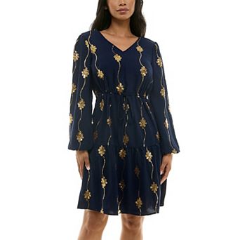 Women's Nina Leonard Balloon Sleeve Sequin Mini Dress