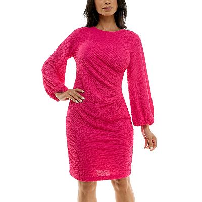 Women's Nina Leonard Sheath Dress Color: Fuchsia Size: Small, Pink