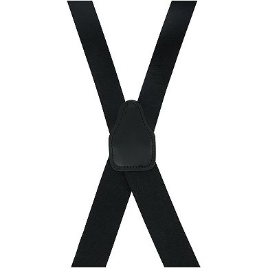 CTM Men's Smooth Coated Leather Suspenders with Metal Swivel Hook Ends