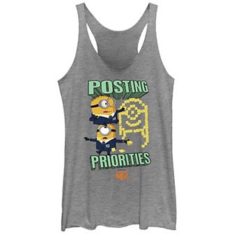 Juniors' Despicable Me 4 Minions Posting Priorities Racerback Tank Top