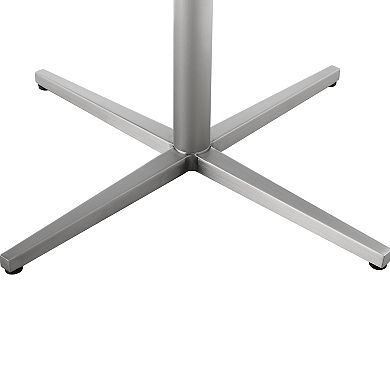 Eva 24 Inch Side End Table, Square Red Lacquer, Crossed Chrome Steel