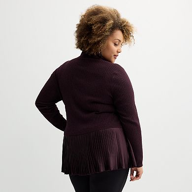 Plus Size Nine West Turtleneck Sweater with Pleated Hem