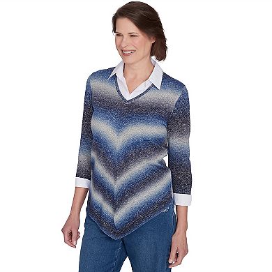 Women's Alfred Dunner Chevron Ombre Woven Sweater