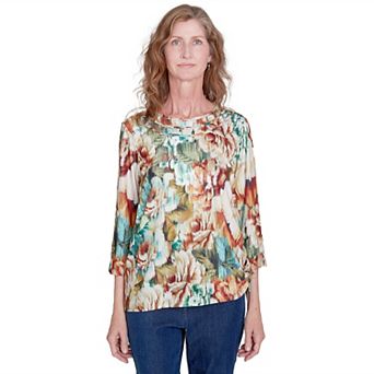 Women's Alfred Dunner Earth Floral Crewneck Top