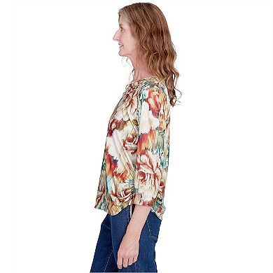 Women's Alfred Dunner Earth Floral Crewneck Top