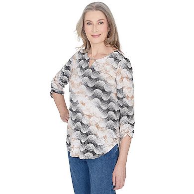 Women's Alfred Dunner Classic Stripe Dots Top