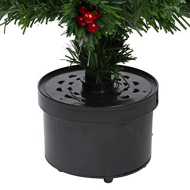 Northlight 3-ft. Pre-Lit Color Changing Fiber Optic Artificial Christmas Tree with Red Berries