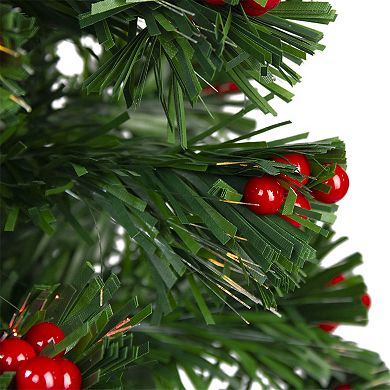 Northlight 3-ft. Pre-Lit Color Changing Fiber Optic Artificial Christmas Tree with Red Berries