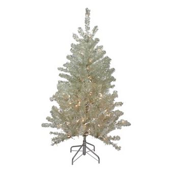 Northlight 4.5-ft. Soft Metallic Champagne Artificial Tinsel Christmas Tree with Clear Lights
