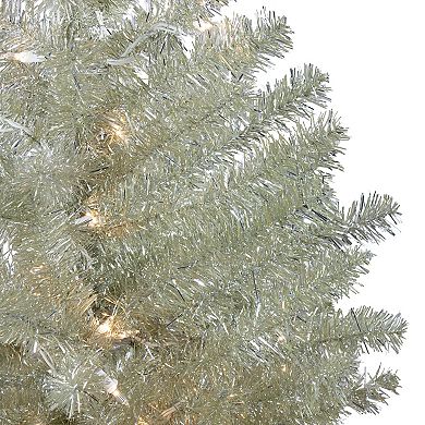 Northlight 4.5-ft. Soft Metallic Champagne Artificial Tinsel Christmas Tree with Clear Lights