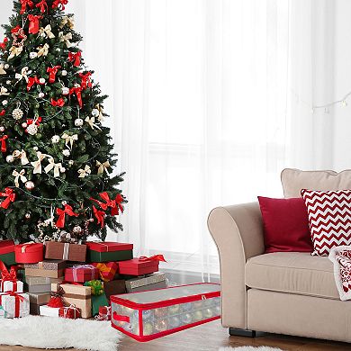 Northlight 29" Transparent Zip Up 80-Ornament Christmas Storage Box