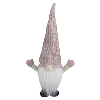 Northlight 19 in Pink and White Rattan Christmas Gnome with Warm White LED Lights
