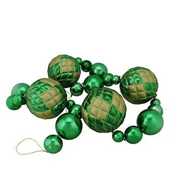 Northlight 6' Shiny Green Shatterproof Christmas Ball Garland with Gold Glitter Accents