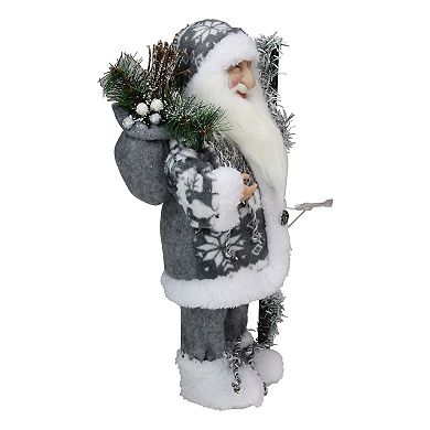 Northlight 16" Gray and White Country Santa Claus Christmas Figure