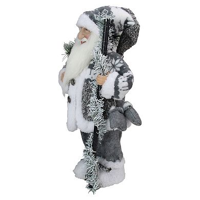 Northlight 16" Gray and White Country Santa Claus Christmas Figure