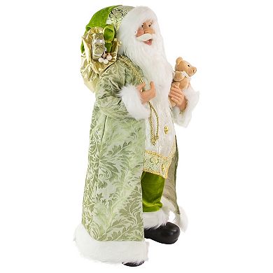 Northlight 24-in. St Patrick's Irish Santa Claus with Teddy Bear and Gift Bag Christmas Figure