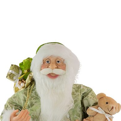 Northlight 24-in. St Patrick's Irish Santa Claus with Teddy Bear and Gift Bag Christmas Figure