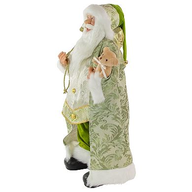 Northlight 24-in. St Patrick's Irish Santa Claus with Teddy Bear and Gift Bag Christmas Figure