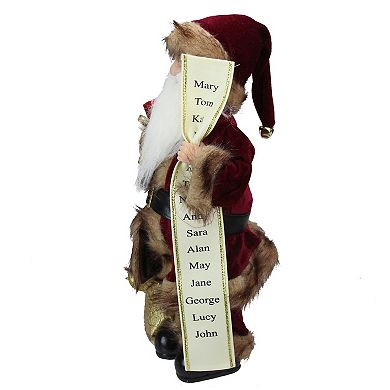 Northlight 18" Burgundy and Brown Santa Claus with Naughty or Nice List Christmas Figure