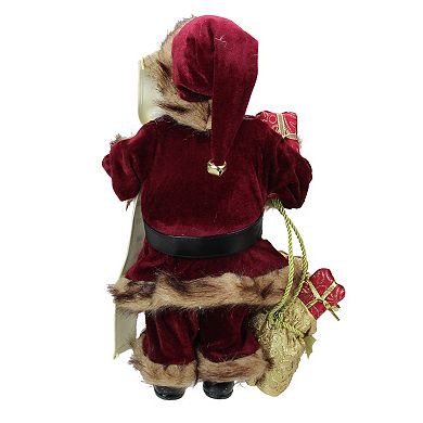 Northlight 18" Burgundy and Brown Santa Claus with Naughty or Nice List Christmas Figure