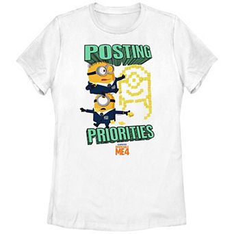 Juniors' Despicable Me 4 Minions Posting Priorities Graphic Tee